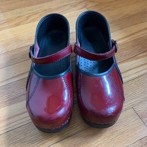 Patent Leather Red Dansko clogs, size 39